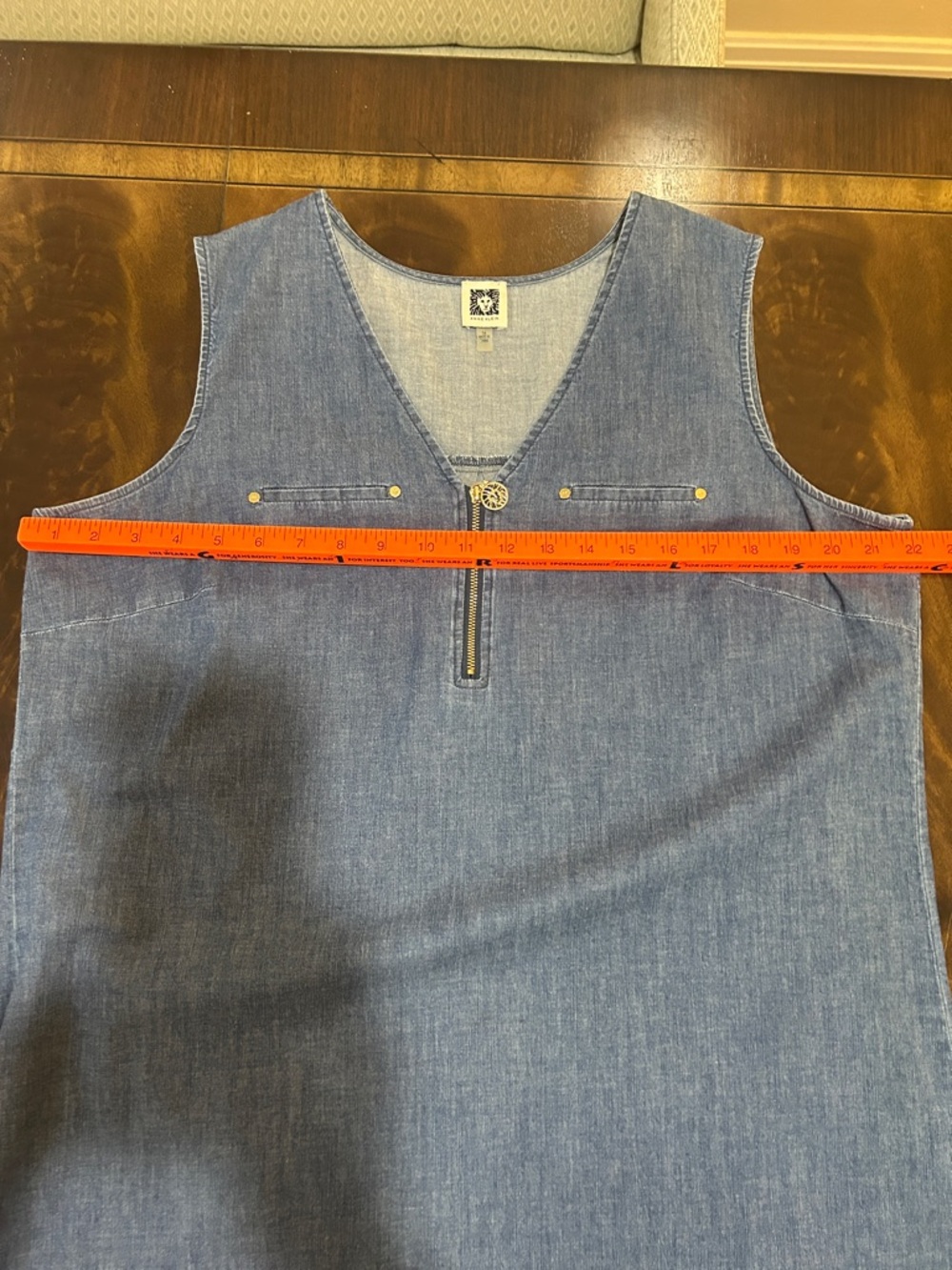 Anne Klein Lightweight Denim Shift Dress - Picture 5 of 10